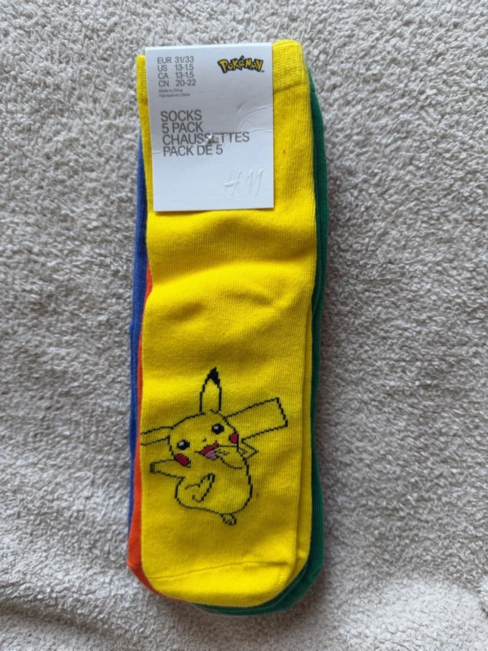 H&M Pokemon NWT socks, 5 pack, size 13 - 1.5